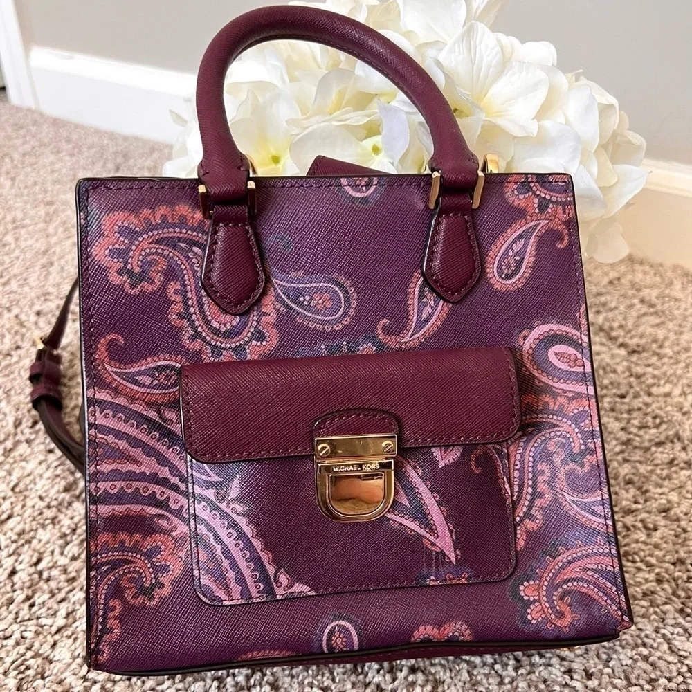Michael Kors Plum Paisley Bridgette Crossbody Bag
